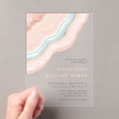 Agate Geode Glitter Wedding Roos Gold ID647 Acryl Uitnodigingen (Insitu (Draagbaar))