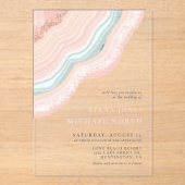 Agate Geode Glitter Wedding Roos Gold ID647 Acryl Uitnodigingen (Voorkant)