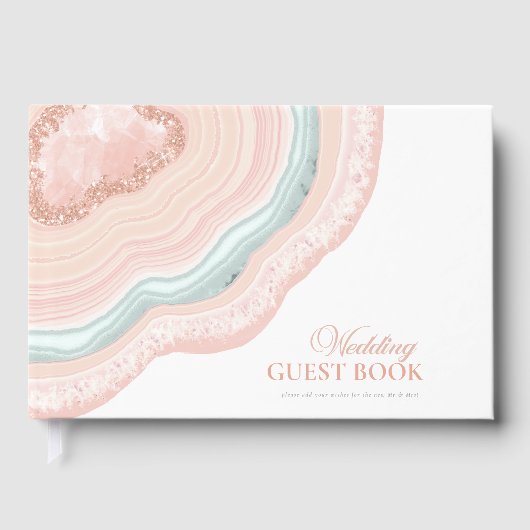 Agate Geode Glitter Wedding Roos Gold ID647 Gastenboek (Voorkant)