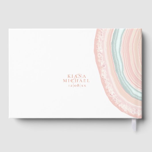 Agate Geode Glitter Wedding Roos Gold ID647 Gastenboek (Achterkant)