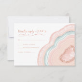 Agate Geode Glitter Wedding Roos Gold ID647 RSVP Kaartje (Voorkant)