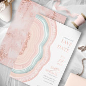 Agate Geode Glitter Wedding Roos Gold ID647 Save The Date