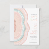 Agate Geode Glitter Wedding Roos Gold ID647 Save The Date (Voorkant)