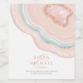 Agate Geode Glitter Wedding Roos Gold ID647 Wijn Etiket (Enkel label)