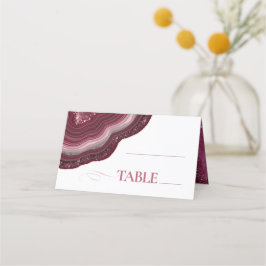 Agate Geode Glitter Wedding Table Burgundy ID647 Plaatskaartje