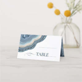 Agate Geode Glitter Wedding Table Dusty Blue ID647 Plaatskaartje