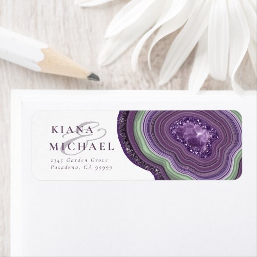 Agate Geode Glitter Wedding Violet ID647 Etiket (Insitu)