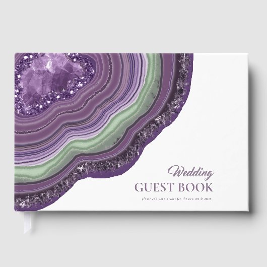Agate Geode Glitter Wedding Violet ID647 Gastenboek (Voorkant)