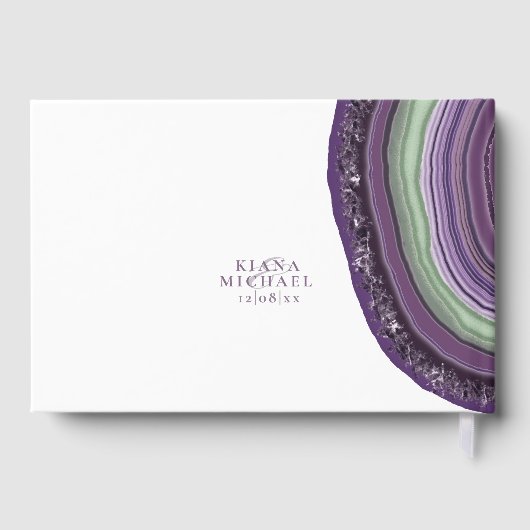 Agate Geode Glitter Wedding Violet ID647 Gastenboek (Achterkant)