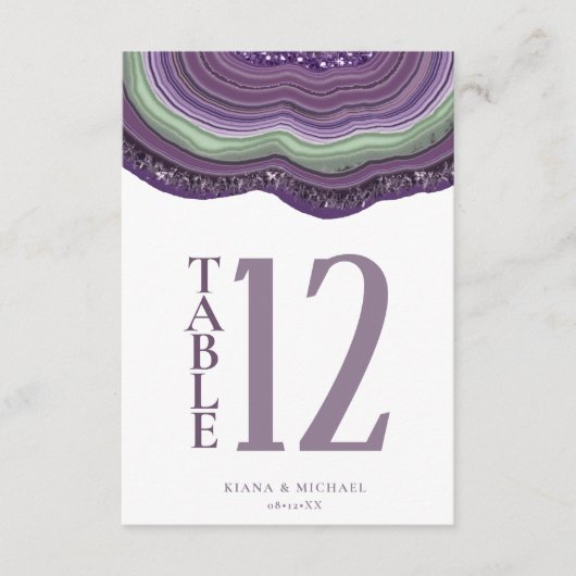 Agate Geode Glitter Wedding Violet ID647 Kaart (Voorkant)