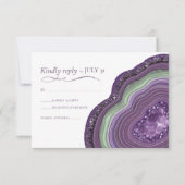 Agate Geode Glitter Wedding Violet ID647 RSVP Kaartje (Voorkant)