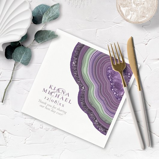 Agate Geode Glitter Wedding Violet ID647 Servet