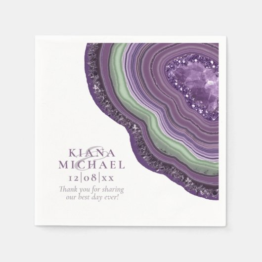 Agate Geode Glitter Wedding Violet ID647 Servet (Voorkant)