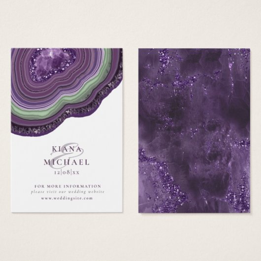 Agate Geode Glitter Wedding Violet ID647 Visitekaartje (Voorkant /achterkant)