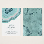 Agate Geode Glitter Wedding Website Blauwgroen ID6 Visitekaartje (Voorkant /achterkant)