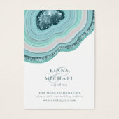 Agate Geode Glitter Wedding Website Blauwgroen ID6 Visitekaartje (Voorkant)