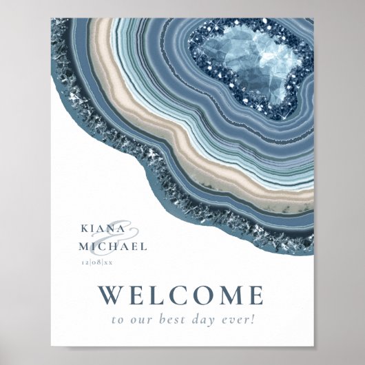 Agate Geode Glitter Welcome Dusty Blue ID647 Poster (Voorkant)