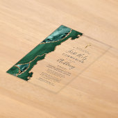 Agate Geode Groen Goud Eerste Heilige Communie Acryl Uitnodigingen (Laagn)