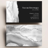 Agate Geode Jewelry Designer Gray White Silver Visitekaartje