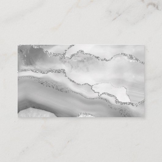 Agate Geode Jewelry Designer Gray White Silver Visitekaartje (Achterkant)