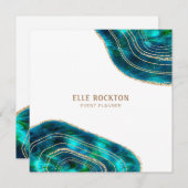 Agate Geode Kosmische Kristallen Blauwe Groene Gli Kaart (Voorkant / Achterkant)