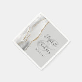 Agate Geode Light Grey White Gold Script Weduwscha Servet (Hoek)