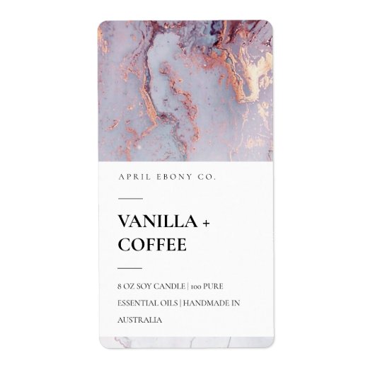 AGATE GEODE LILA LAVENDER GOLD CHIC CANDLE ETIKET (Voorkant)