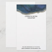 agate geode marineblauw goud  modern briefpapier (Voorkant / Achterkant)