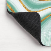 Agate Geode Mint Green Gold Faux Monogram Muismat (Hoek)