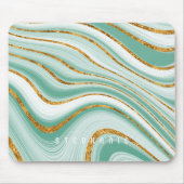 Agate Geode Mint Green Gold Faux Monogram Muismat (Voorkant)