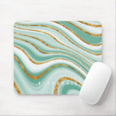 Agate Geode Mintgroene Gouden Nep Glitter Monogram Muismat (Met muis)