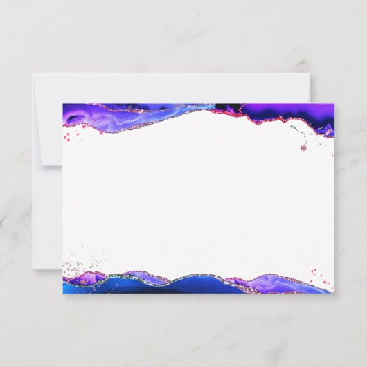 Agate Geode Mystical Paars Pink Blue Monogram Notitiekaartje (Achterkant)