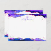 Agate Geode Mystical Paars Pink Blue Monogram Notitiekaartje (Voorkant / Achterkant)