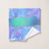 Agate Geode Ontwerp Blauw en Groen Bad Handdoek (Wasdoekje)