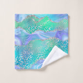 Agate Geode Ontwerp Blauw en Groen Bad Handdoek (Wasdoekje)