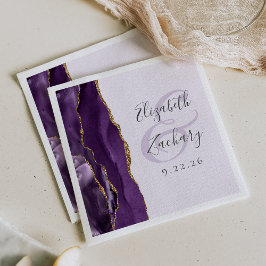 Agate Geode Paars Gold Lavender Wedding Servet