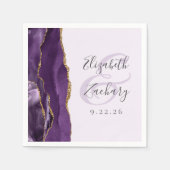 Agate Geode Paars Goud Lavendel Bruiloft Servet (Voorkant)