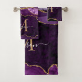 Agate Geode Paars Violet Gold Monogram script Bad Handdoek (Insitu)
