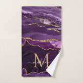 Agate Geode Paars Violet Gold Monogram script Bad Handdoek (Handdoek)