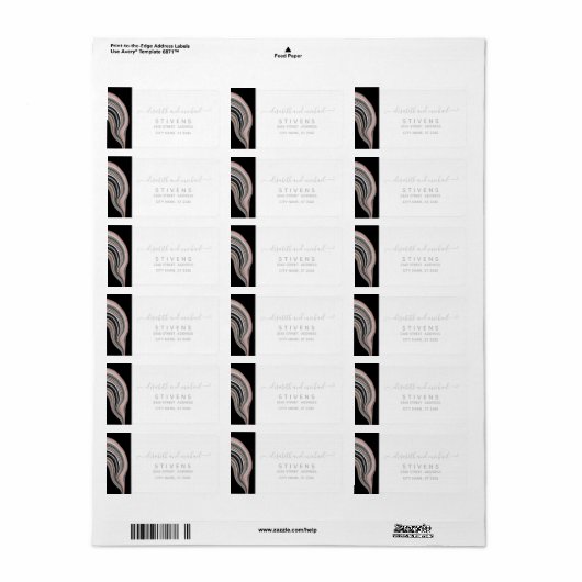 Agate geode roos Gold Silver zwarte kalligrafie Etiket (Full Sheet)