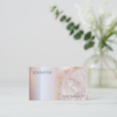 Agate geode roos goud metallic zacht roze visitekaartje (Staand voorkant)