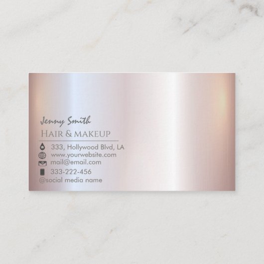 Agate geode roos goud metallic zacht roze visitekaartje (Achterkant)