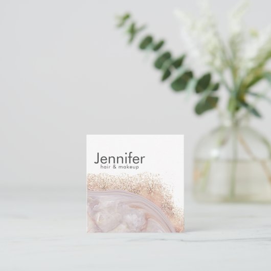 Agate geode roos goud modern elegant vierkante visitekaartje (Staand voorkant)