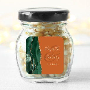 Agate Geode Schrift Emerald Groen Goud Roest Bruil Vierkante Sticker