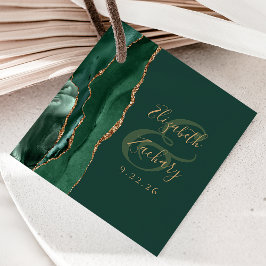 Agate Geode Schrift Emerald Groen Gouden Trouw Bedankjes Labels
