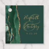 Agate Geode Schrift Emerald Groen Gouden Trouw Bedankjes Labels (Voorkant)