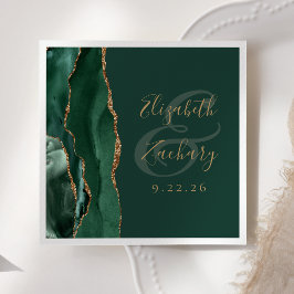 Agate Geode Schrift Emerald Groen Gouden Trouw Servet