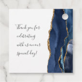 Agate Geode Schrift Navy Blau Gouden Trouw Bedankjes Labels (Achterkant)