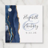 Agate Geode Schrift Navy Blau Gouden Trouw Bedankjes Labels (Voorkant)