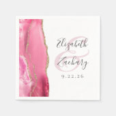 Agate Geode Schrift Roze Gouden Trouw Servet (Voorkant)